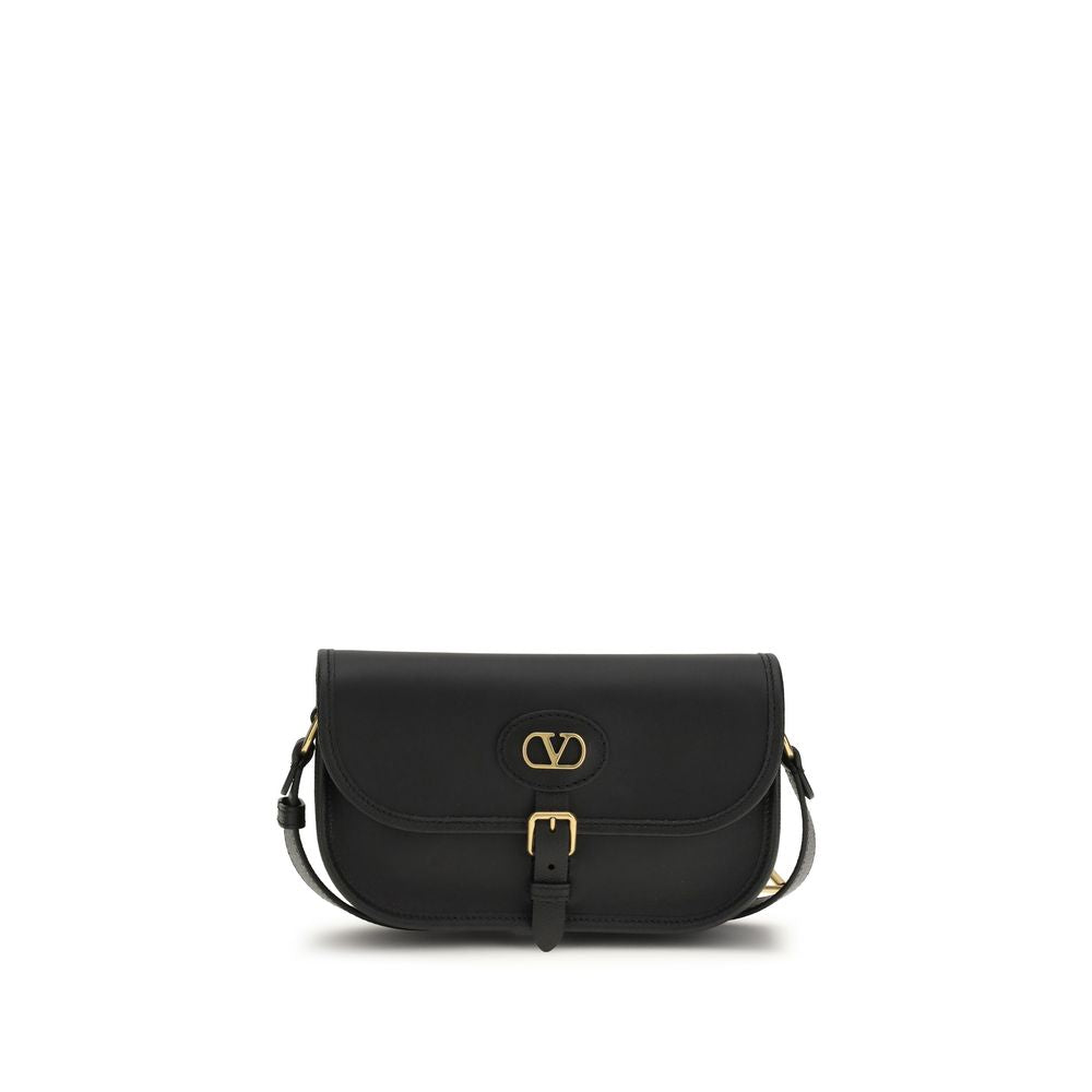 Valentino Garavani Black Calf Leather Shoulder Bag