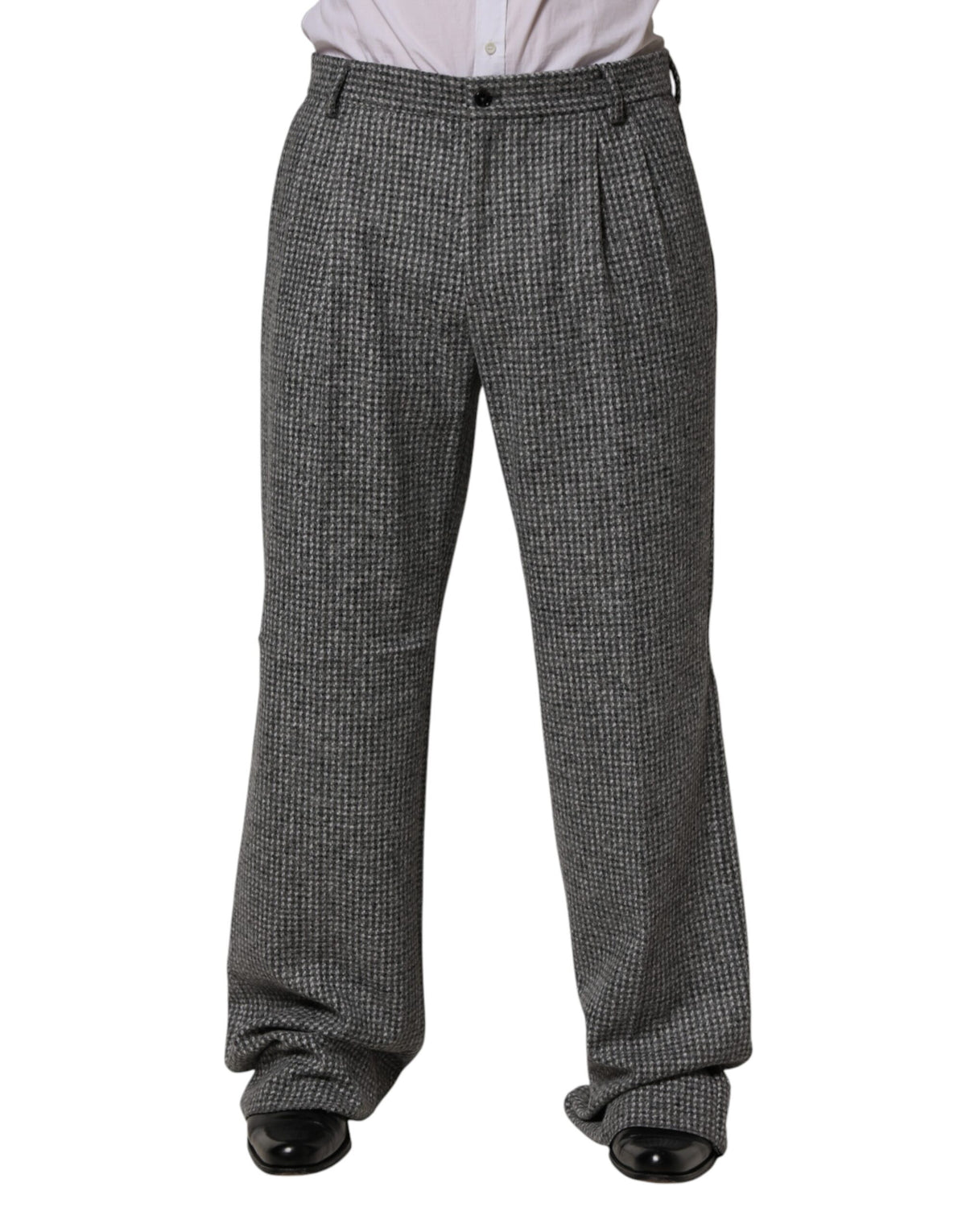 Dolce & Gabbana Grey Houndstooth Straight Dress Trousers