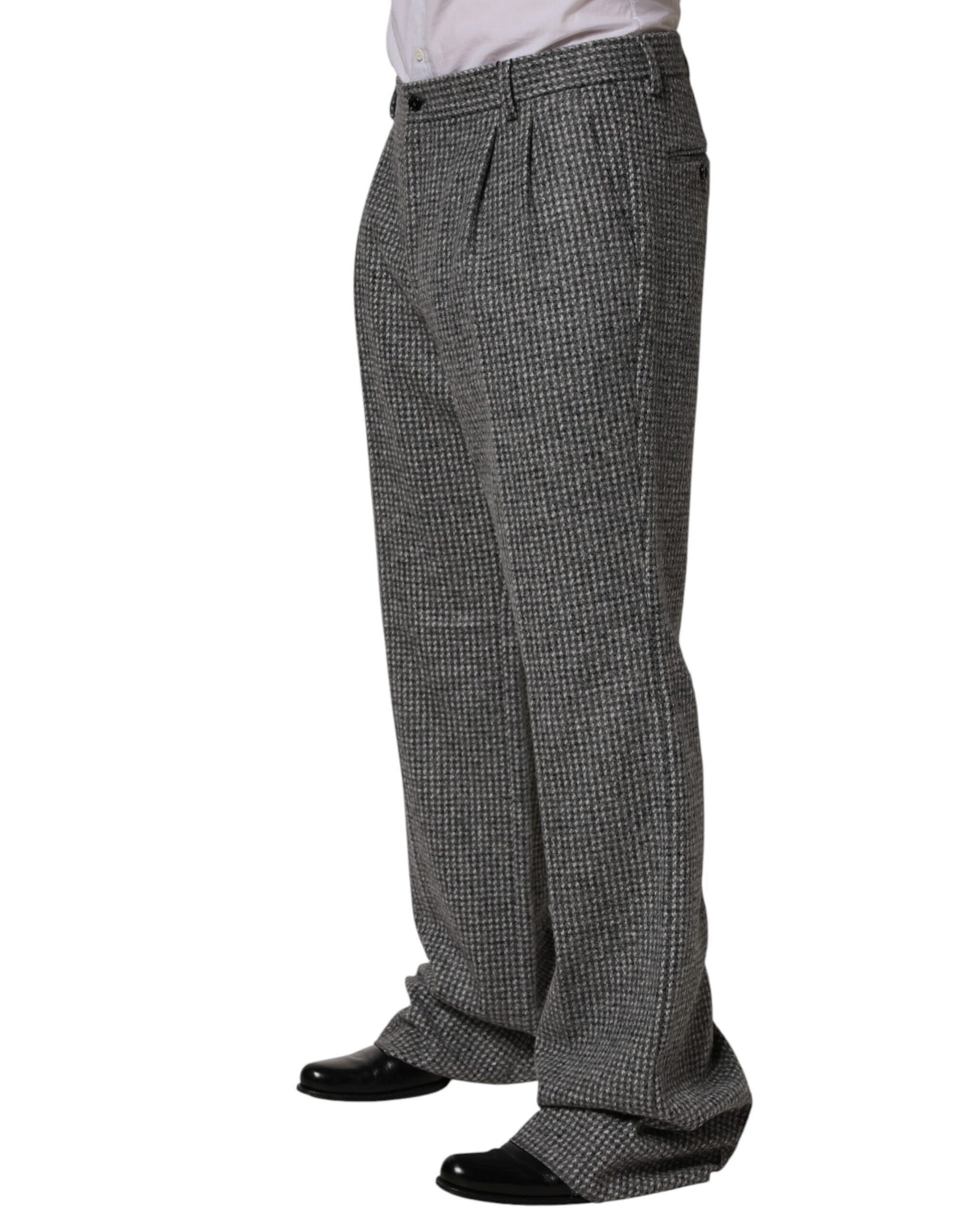 Dolce & Gabbana Grey Houndstooth Straight Dress Trousers