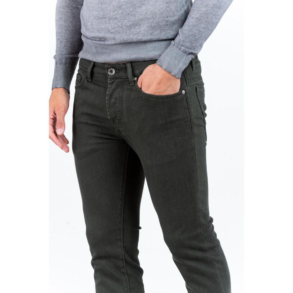 Green Cotton Slim Fit Jeans