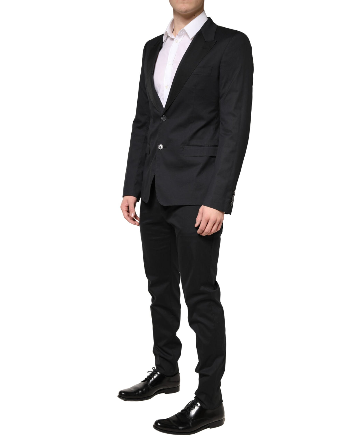 Dolce & Gabbana Black Cotton Single-Breasted 2-Piece Suit