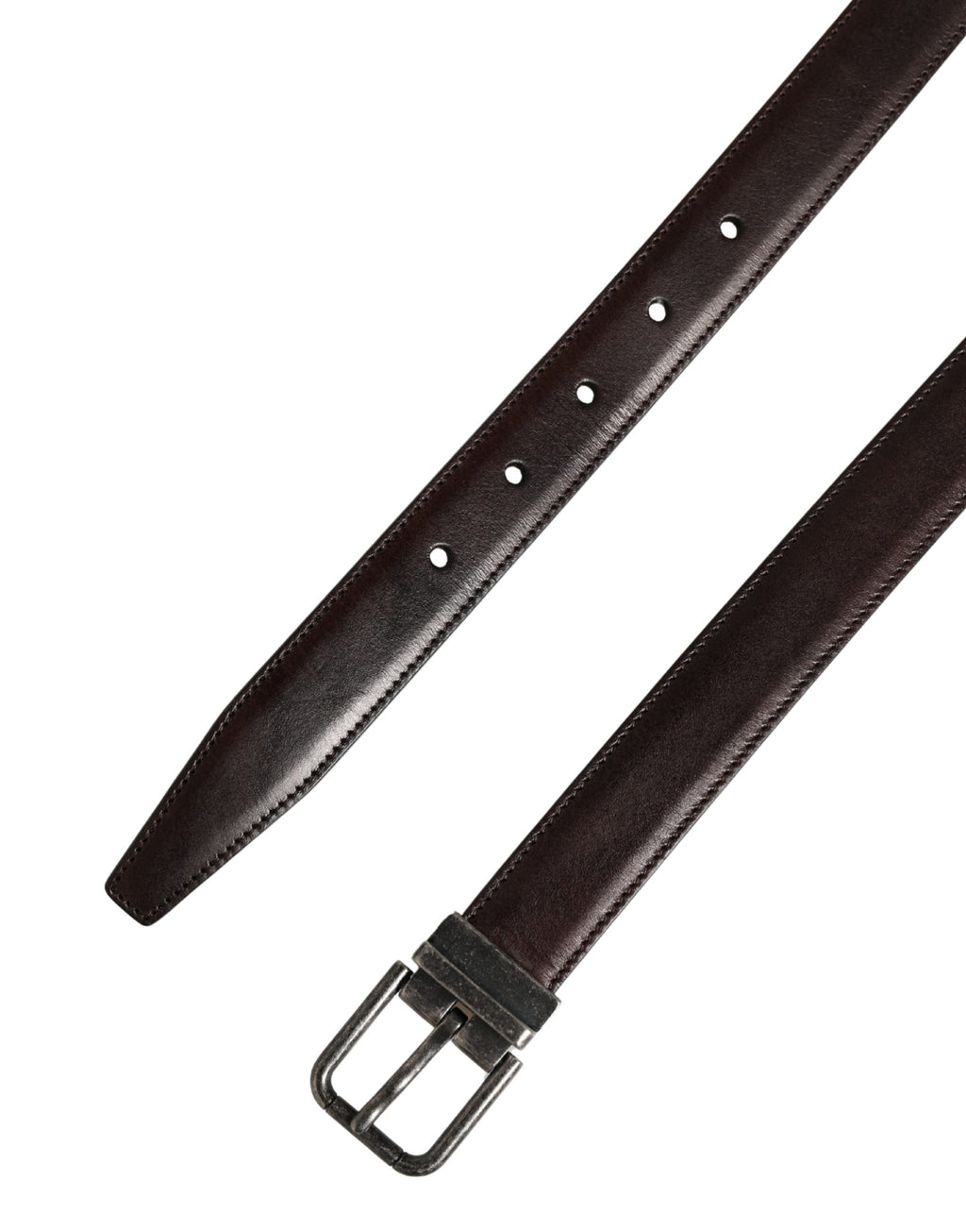 Dolce & Gabbana Brown Classic Leather Metal Buckle Belt