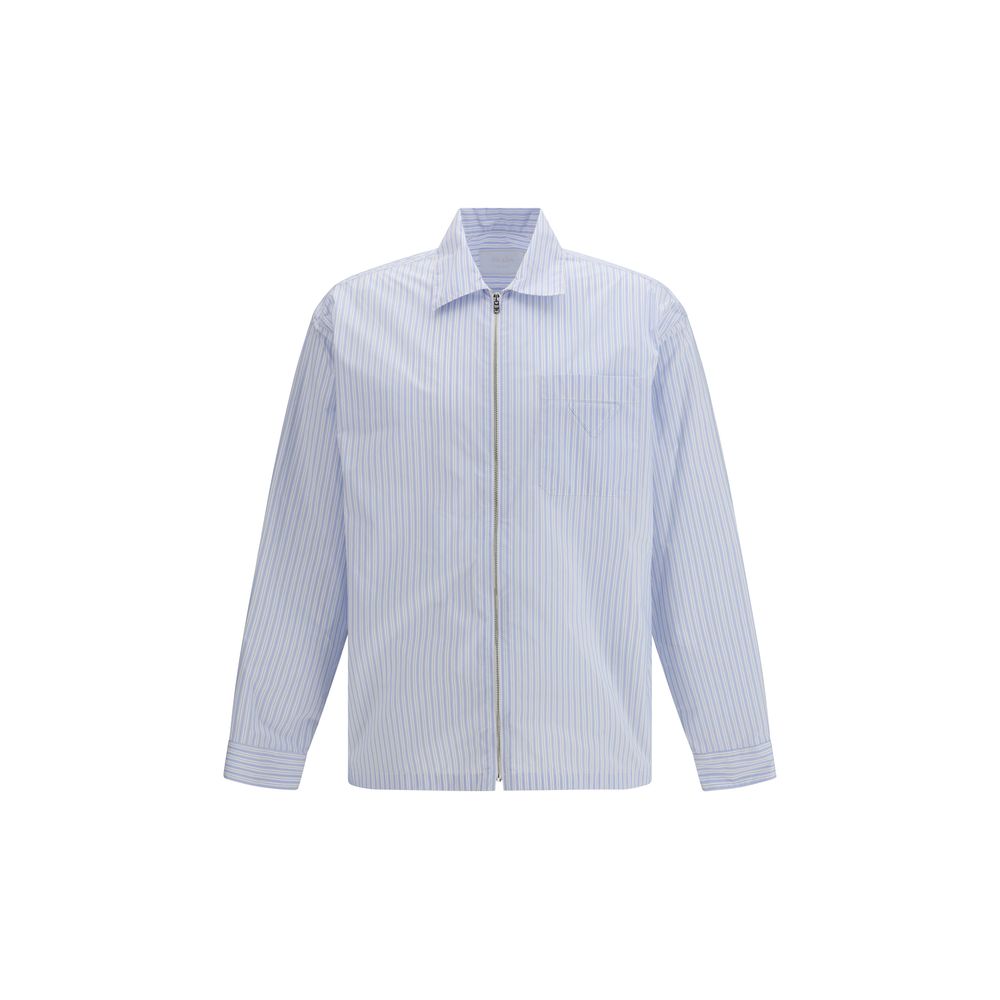 Prada Blue Polyamide Patterned Shirt