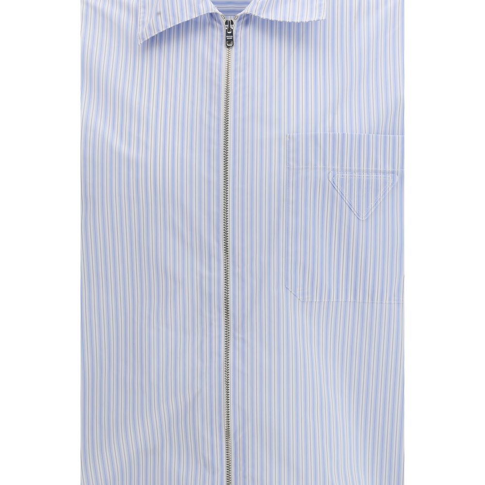Prada Blue Polyamide Patterned Shirt