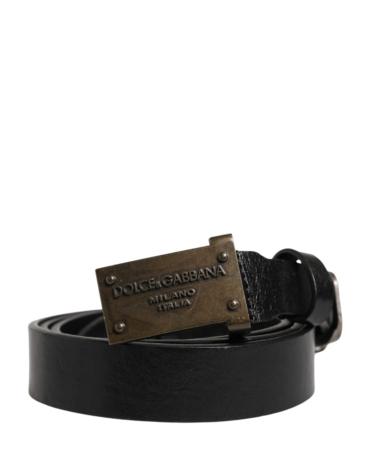 Men Black Classic Leather Logo Buckle Belt