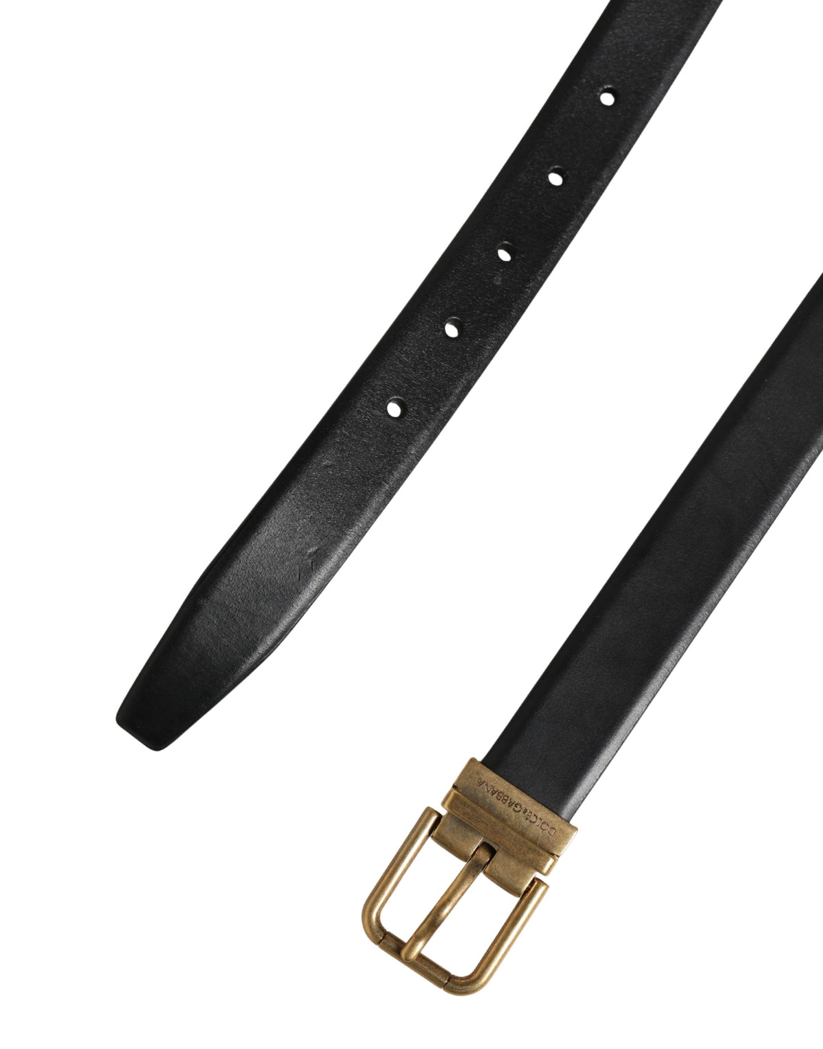 Dolce & Gabbana Black Classic Leather Metal Buckle Belt