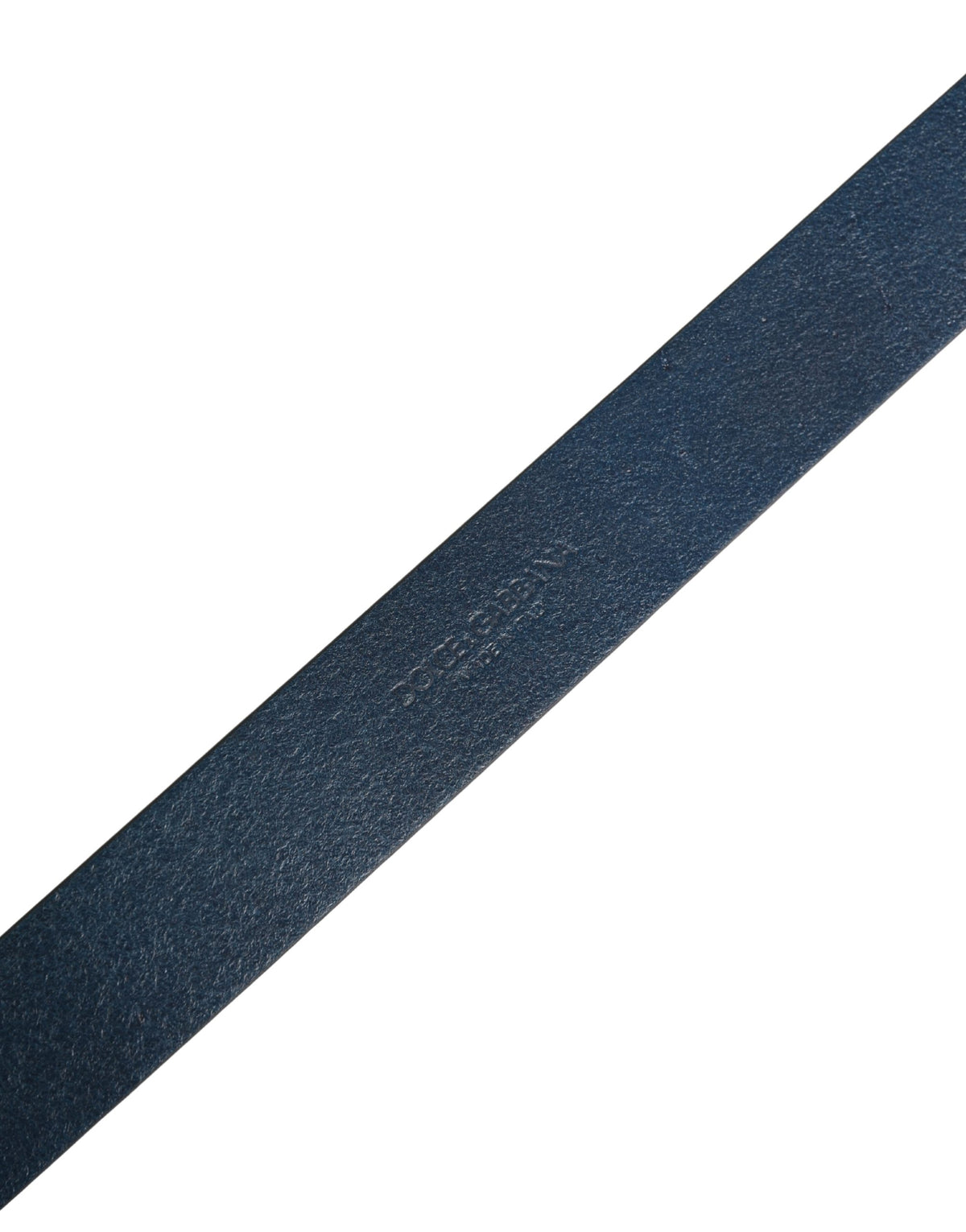 Men Blue Calf Leather Logo Metal Buckle Belt