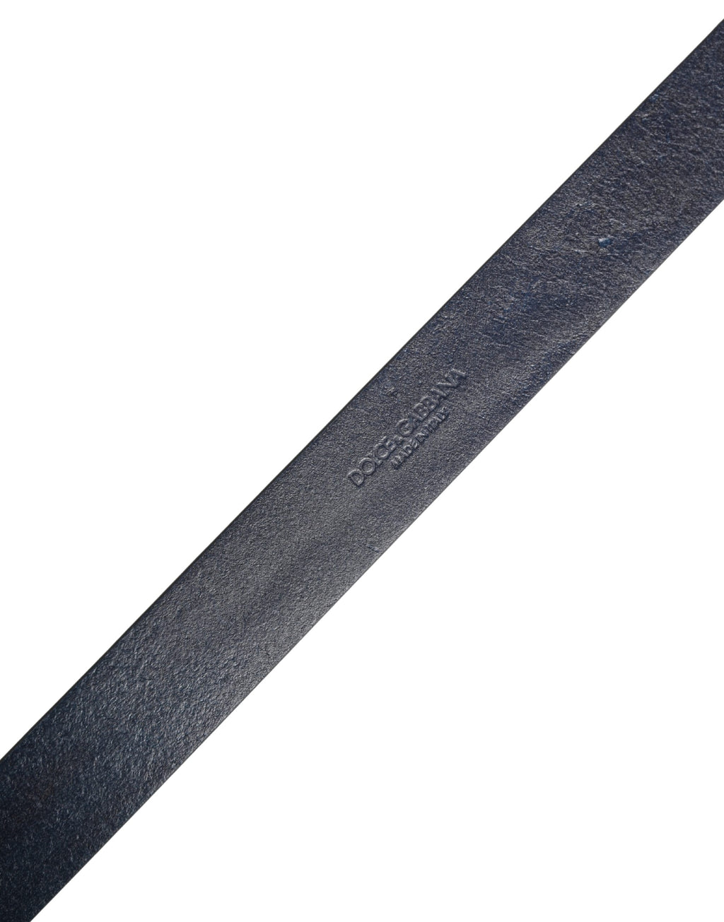 Men Blue Calf Leather Logo Metal Buckle Belt