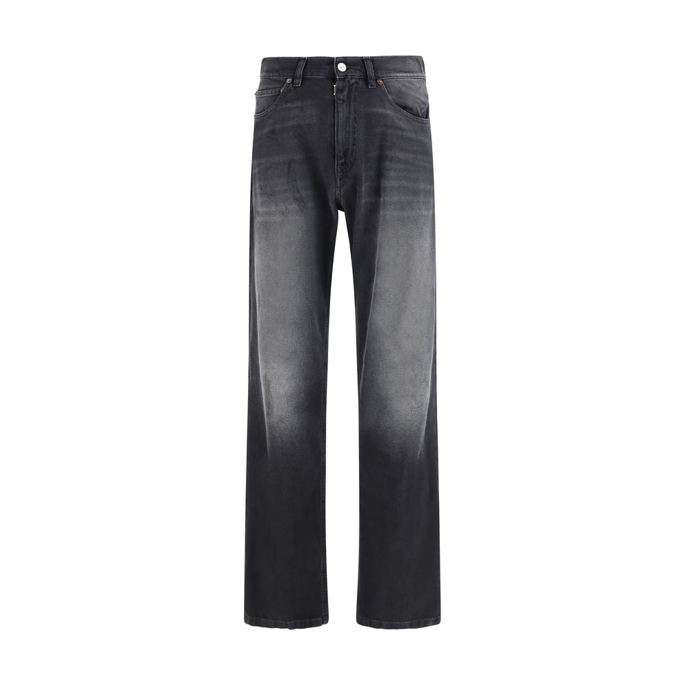 MM6 Maison Margiela Black Cotton Straight-Leg Jeans