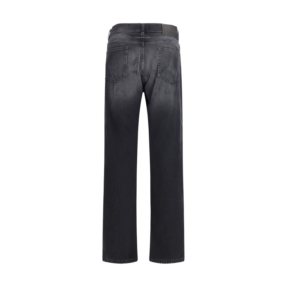 MM6 Maison Margiela Black Cotton Straight-Leg Jeans