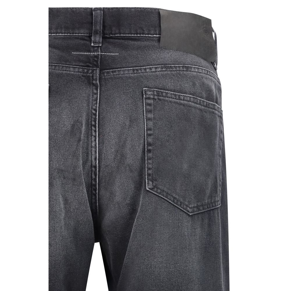 MM6 Maison Margiela Black Cotton Straight-Leg Jeans