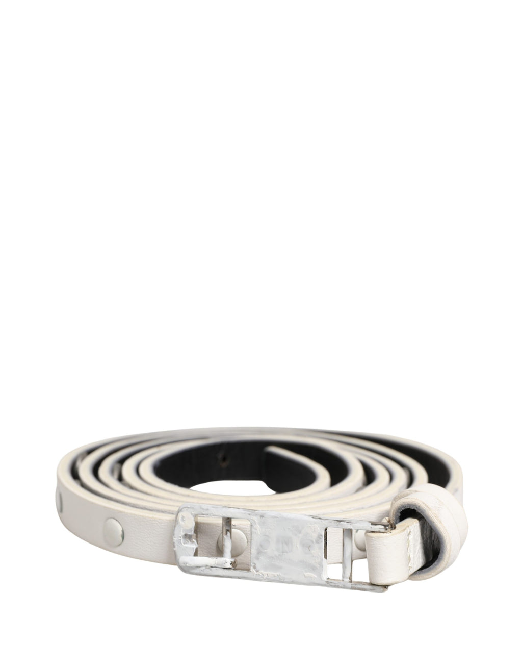 Costume National White Leather Studded Belt