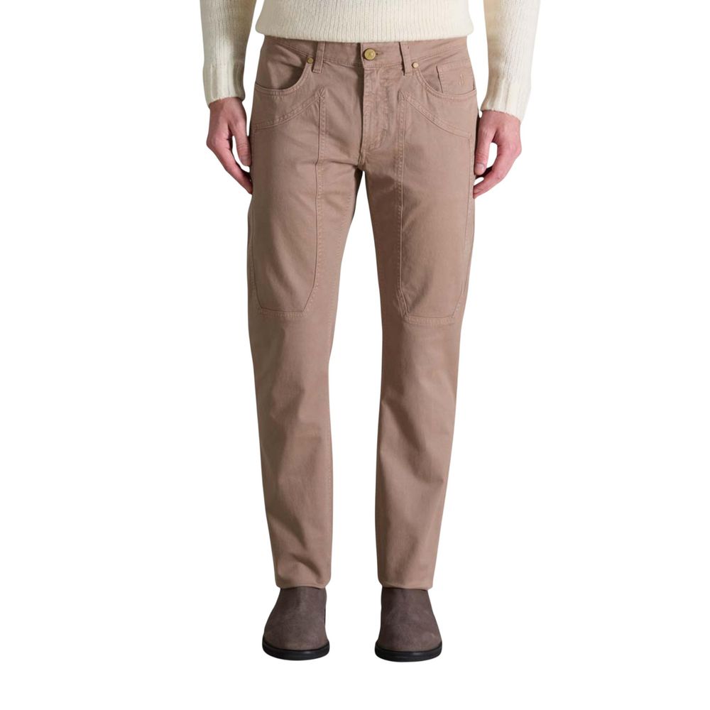 Jeckerson Beige Cotton Skinny Trousers