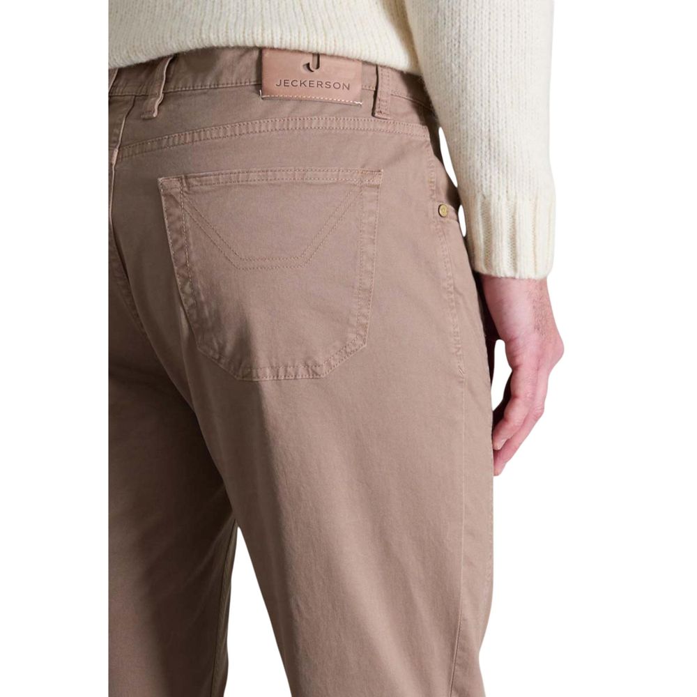 Jeckerson Beige Cotton Skinny Trousers