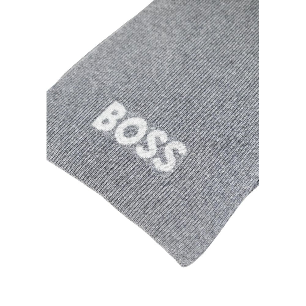 Hugo Boss Grey Polyacrylic Scarf