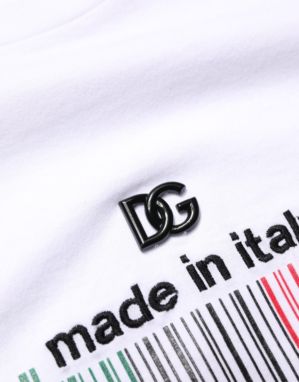 Dolce & Gabbana White Barcode Cotton Crew Neck T-Shirt