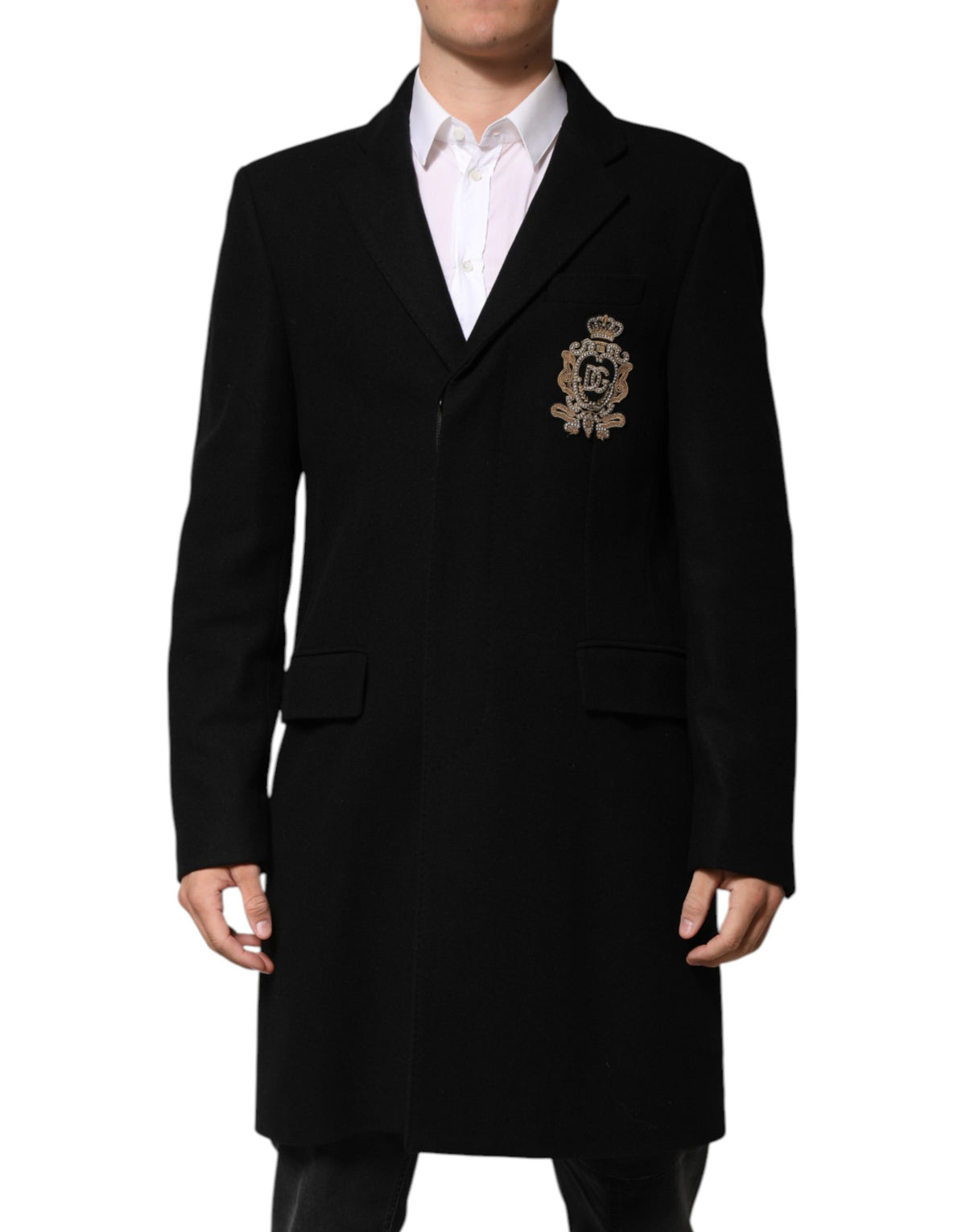 Dolce & Gabbana Black Heraldic Patch Single-Breasted Blazer