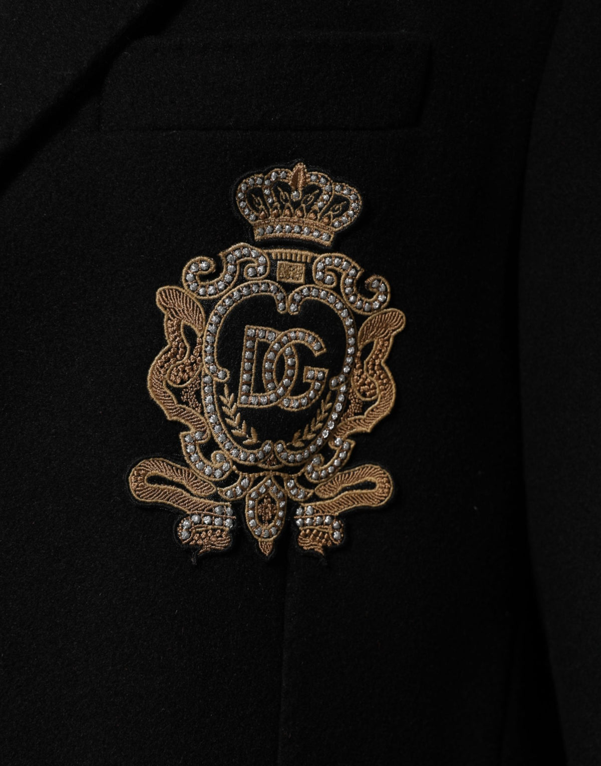 Dolce & Gabbana Black Heraldic Patch Single-Breasted Blazer