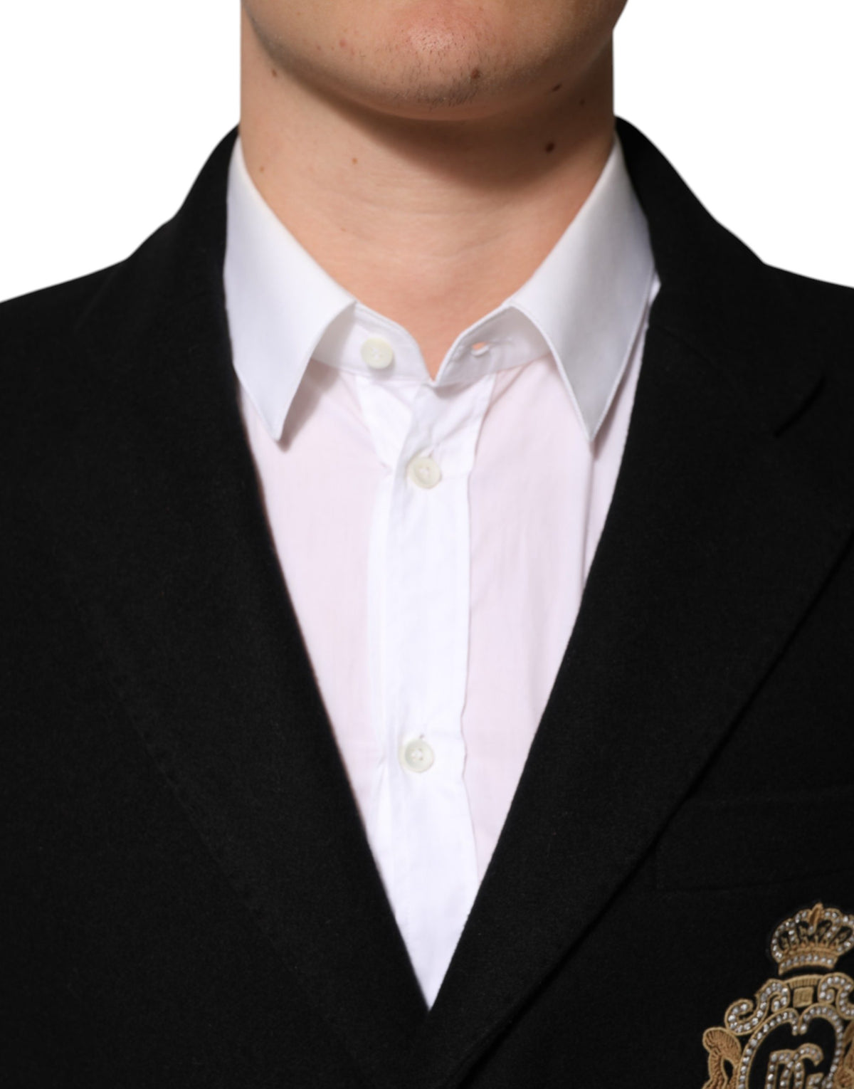 Dolce & Gabbana Black Heraldic Patch Single-Breasted Blazer