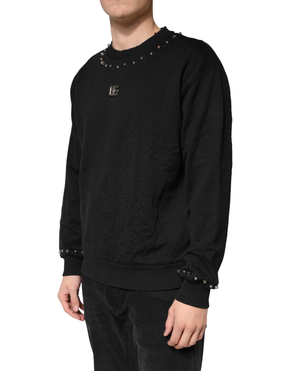 Dolce & Gabbana Black Embellished Cotton Sweatshirt