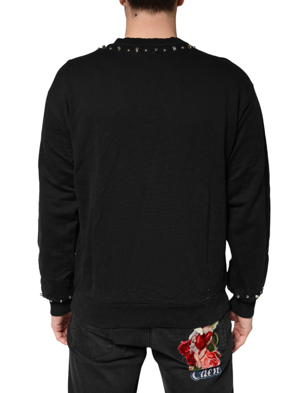 Dolce & Gabbana Black Embellished Cotton Sweatshirt