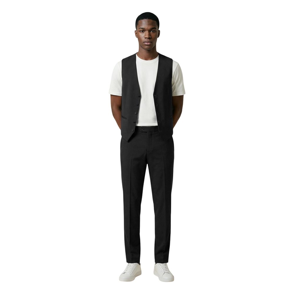 Black Polyester Three-Piece Suit