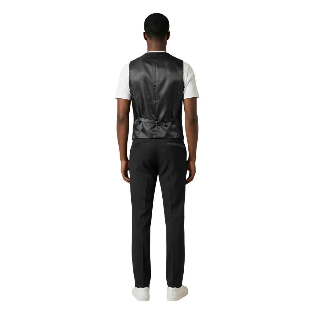 Black Polyester Three-Piece Suit