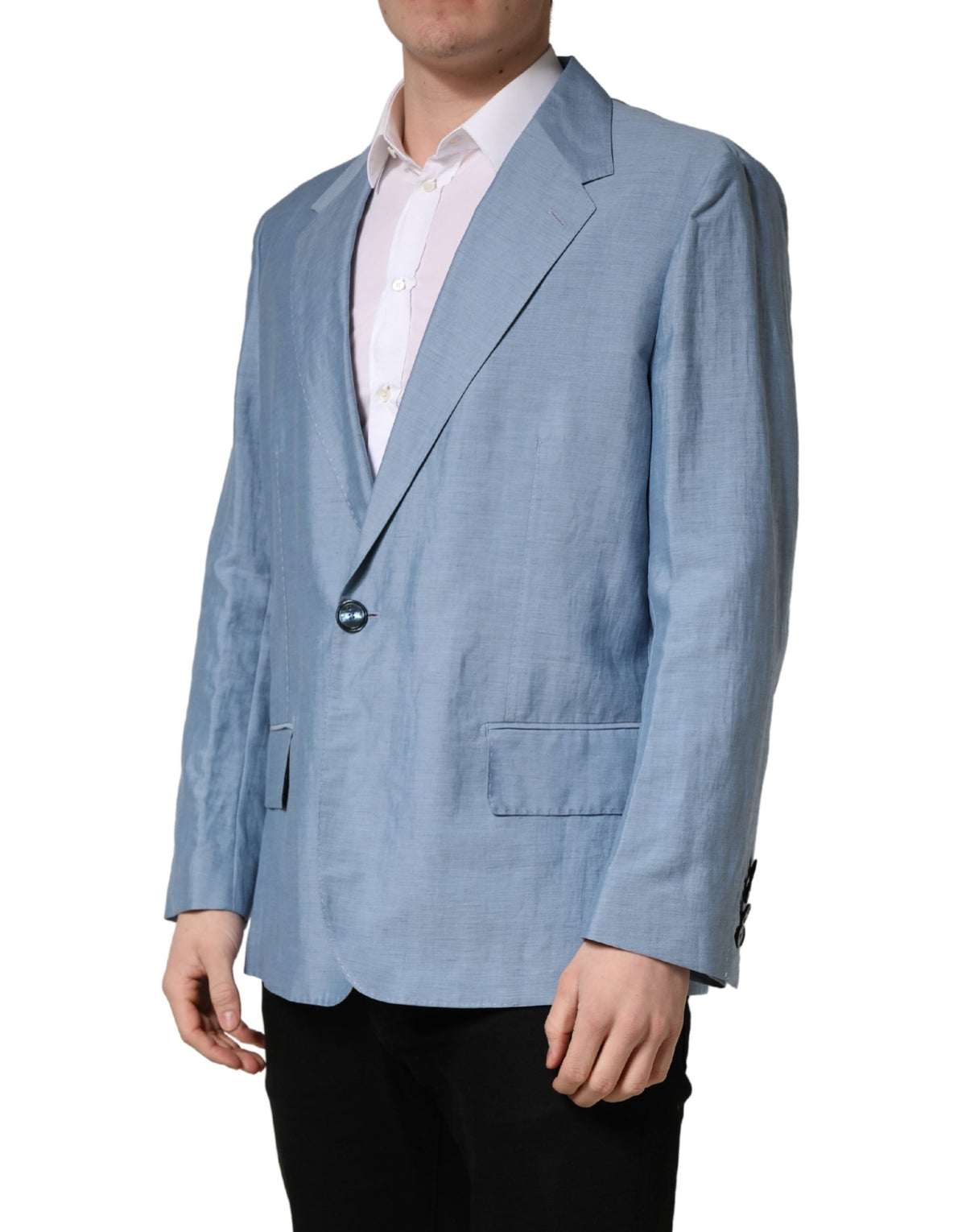 Dolce & Gabbana Light Blue Single-Breasted Blazer
