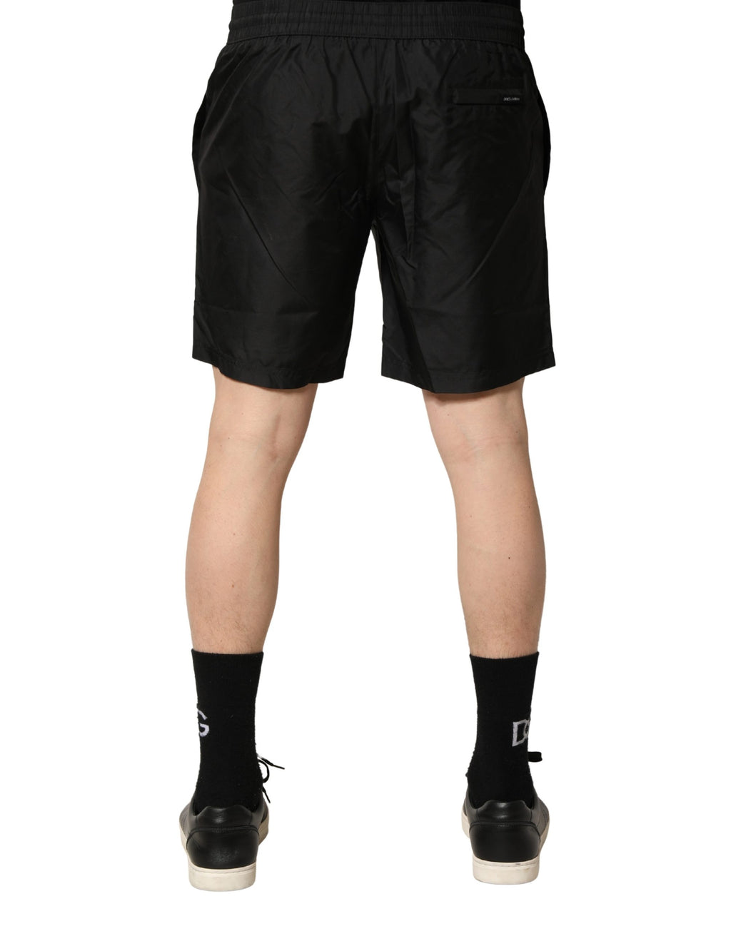 Dolce & Gabbana Black Polyester Drawstring Swim Shorts