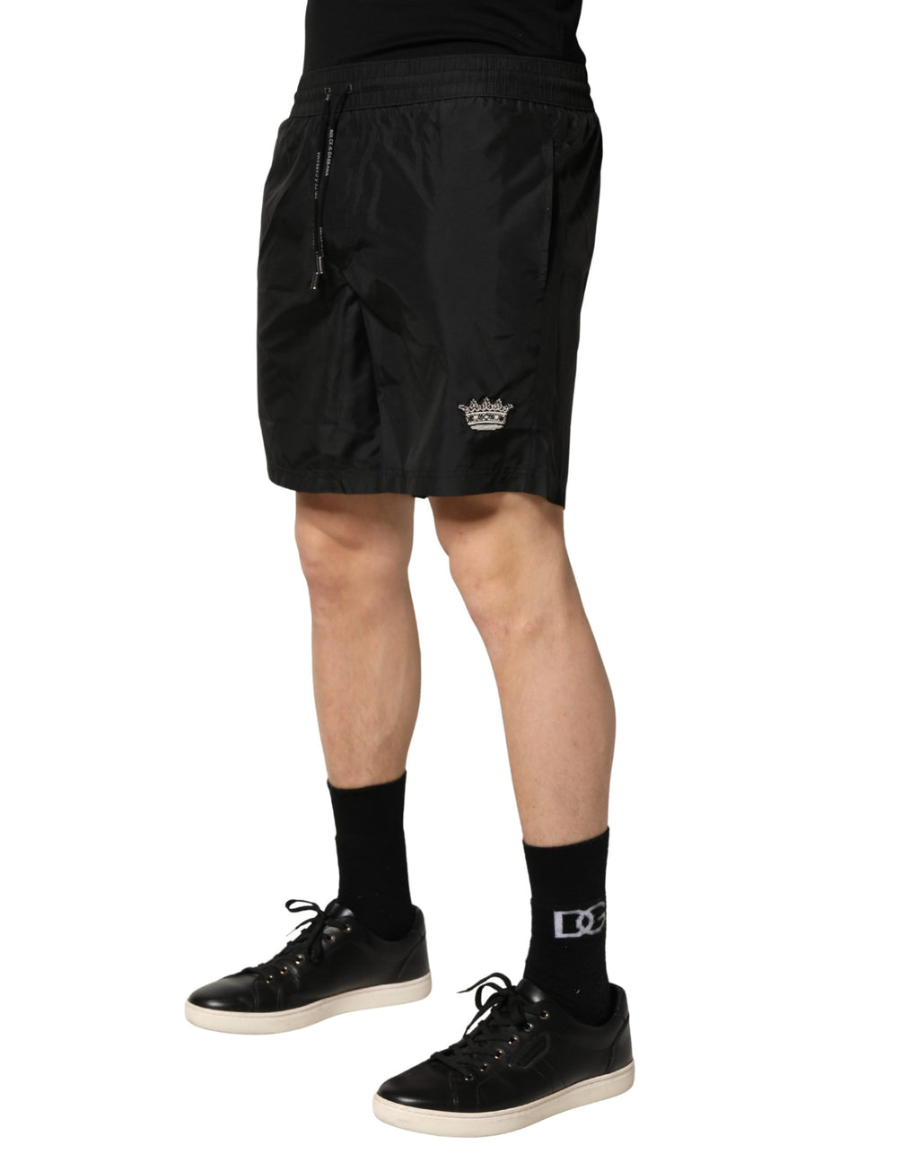 Dolce & Gabbana Black Polyester Drawstring Swim Shorts