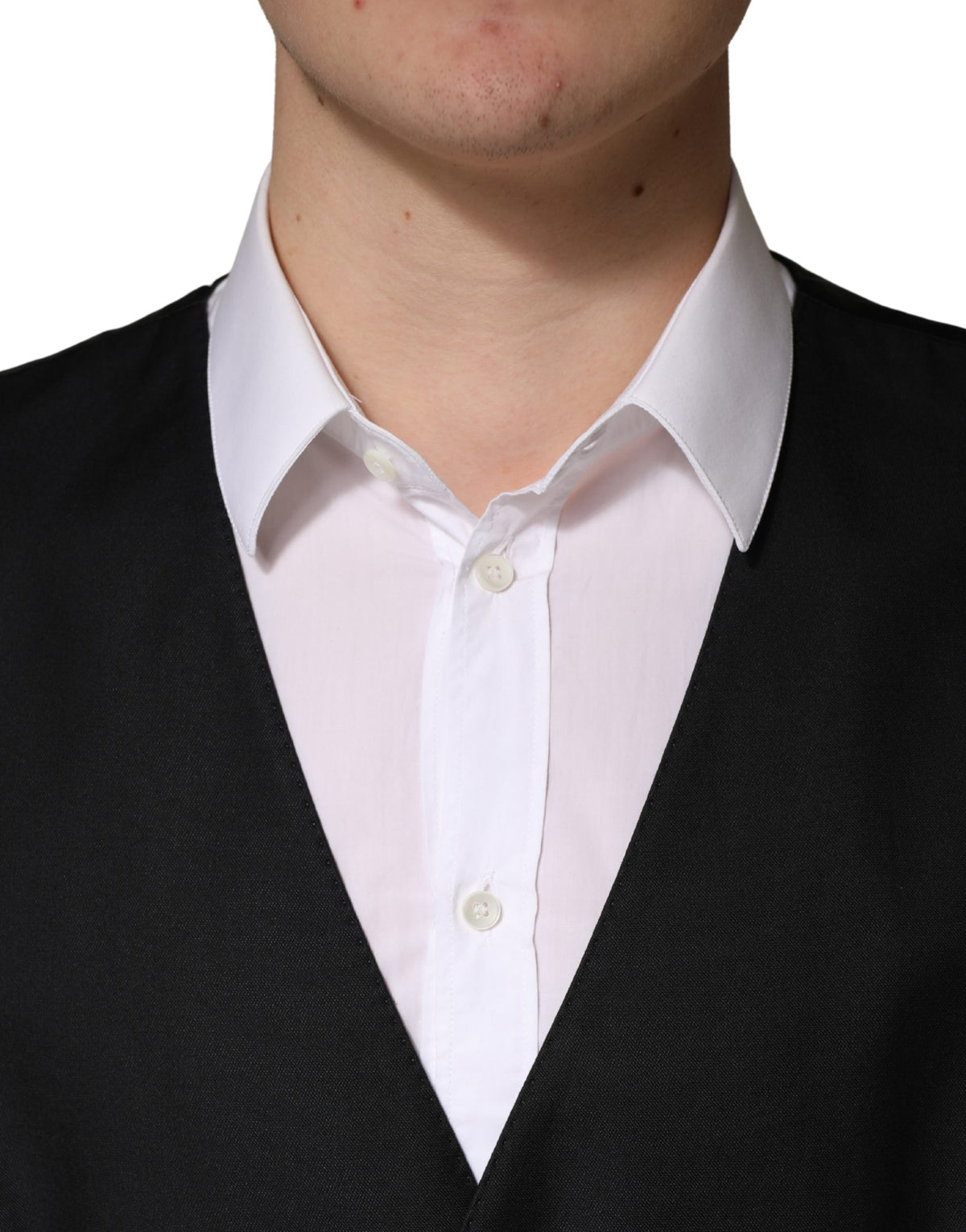 Dolce & Gabbana Black Wool Single-Breasted Waistcoat