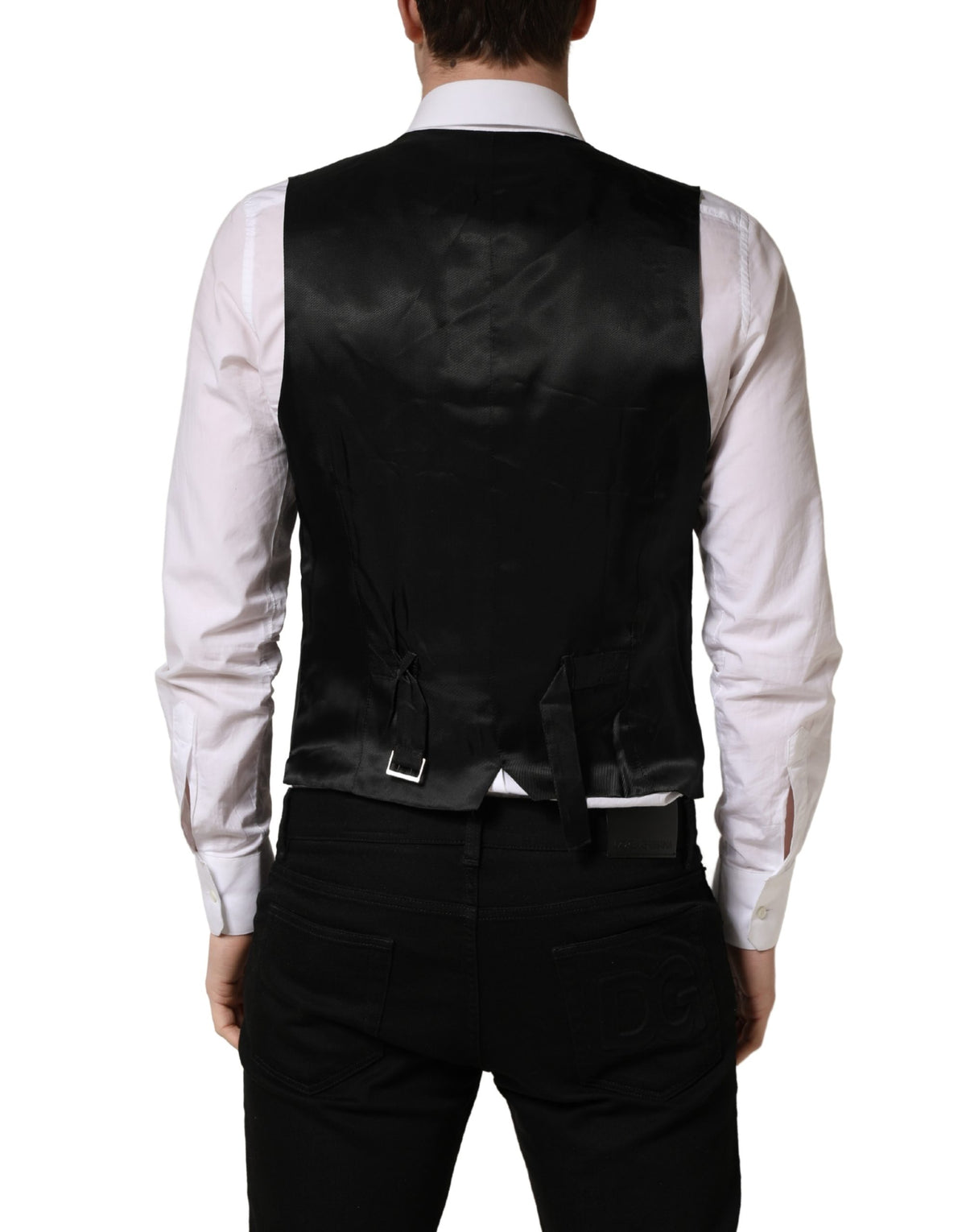 Dolce & Gabbana Black Stripe Single-Breasted Waistcoat