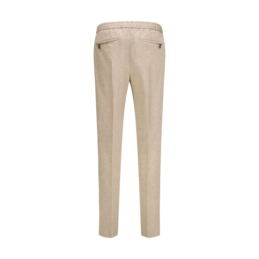PT Torino Beige Linen Casual Trousers