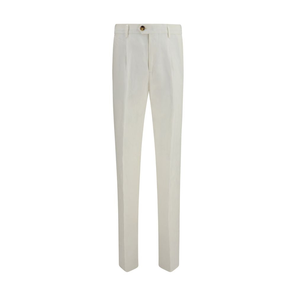 Brunello Cucinelli White Linen Casual Trousers