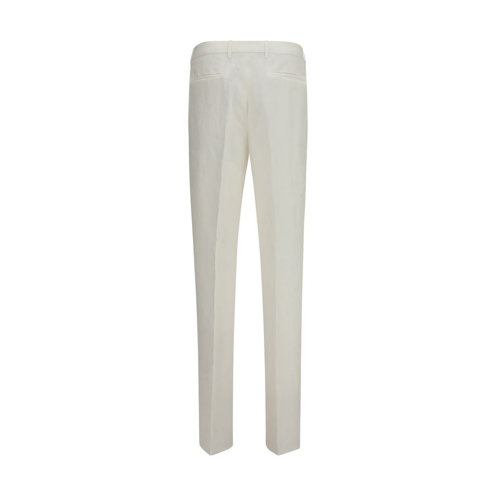 Brunello Cucinelli White Linen Casual Trousers