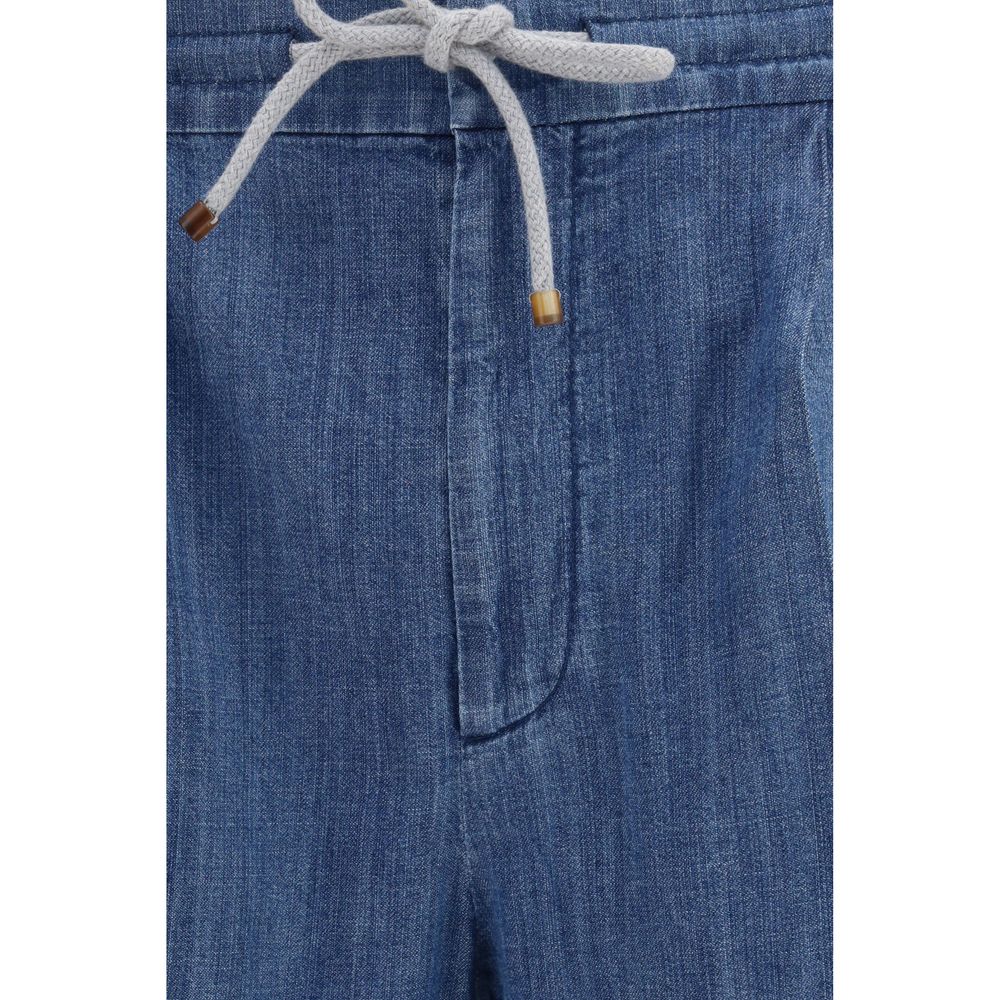 Brunello Cucinelli Blue Cotton Casual Trousers