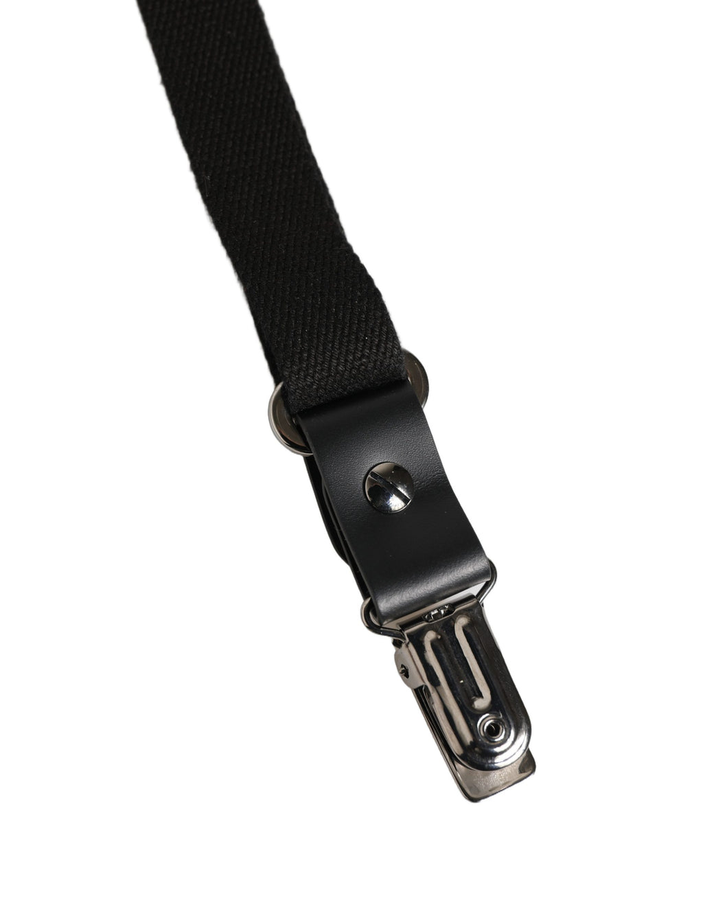 Dolce & Gabbana Black Cotton Leather Y-Back Metal Clips Suspenders