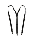 Dolce & Gabbana Black Cotton Leather Y-Back Metal Clips Suspenders