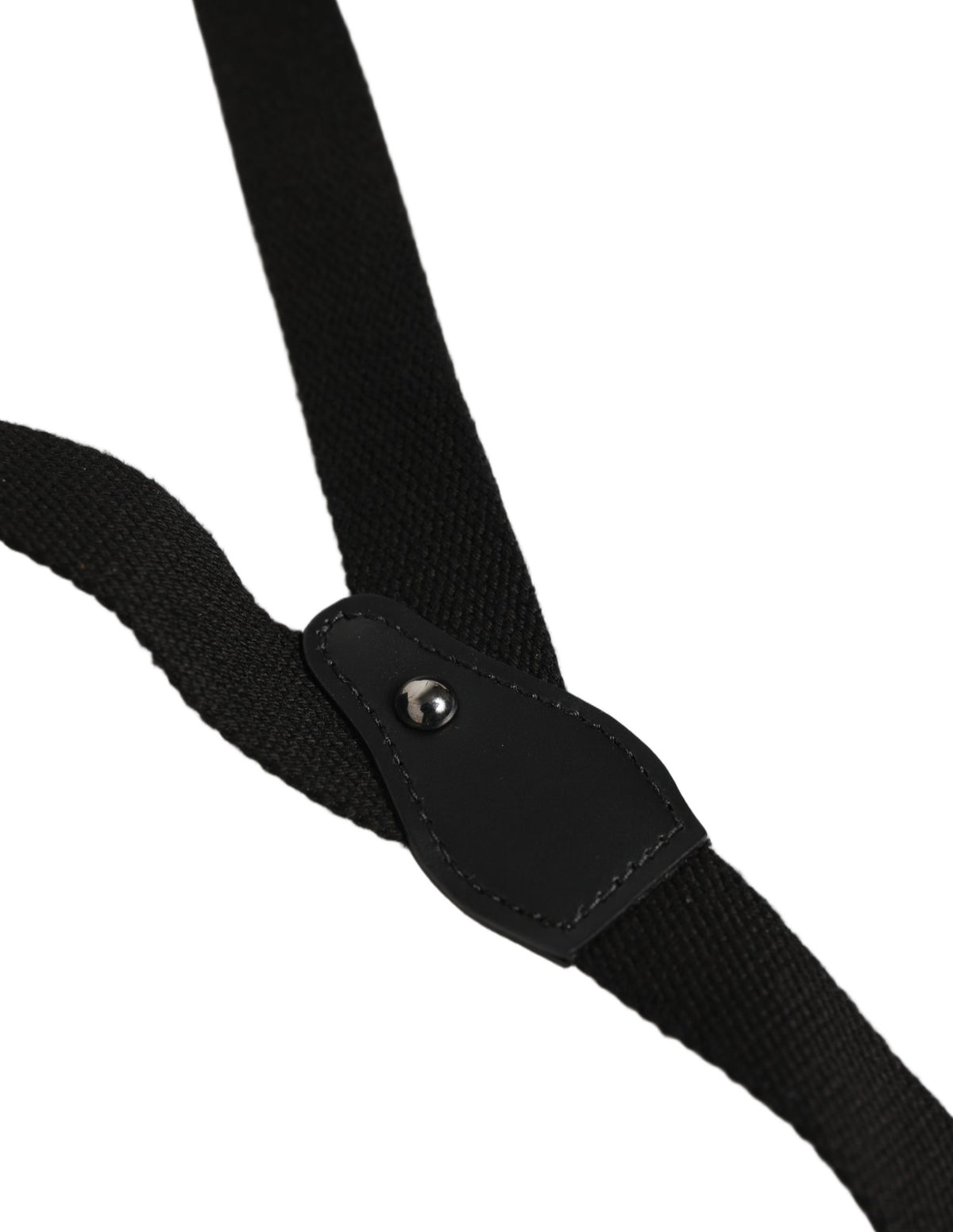 Dolce & Gabbana Black Cotton Leather Y-Back Metal Clips Suspenders