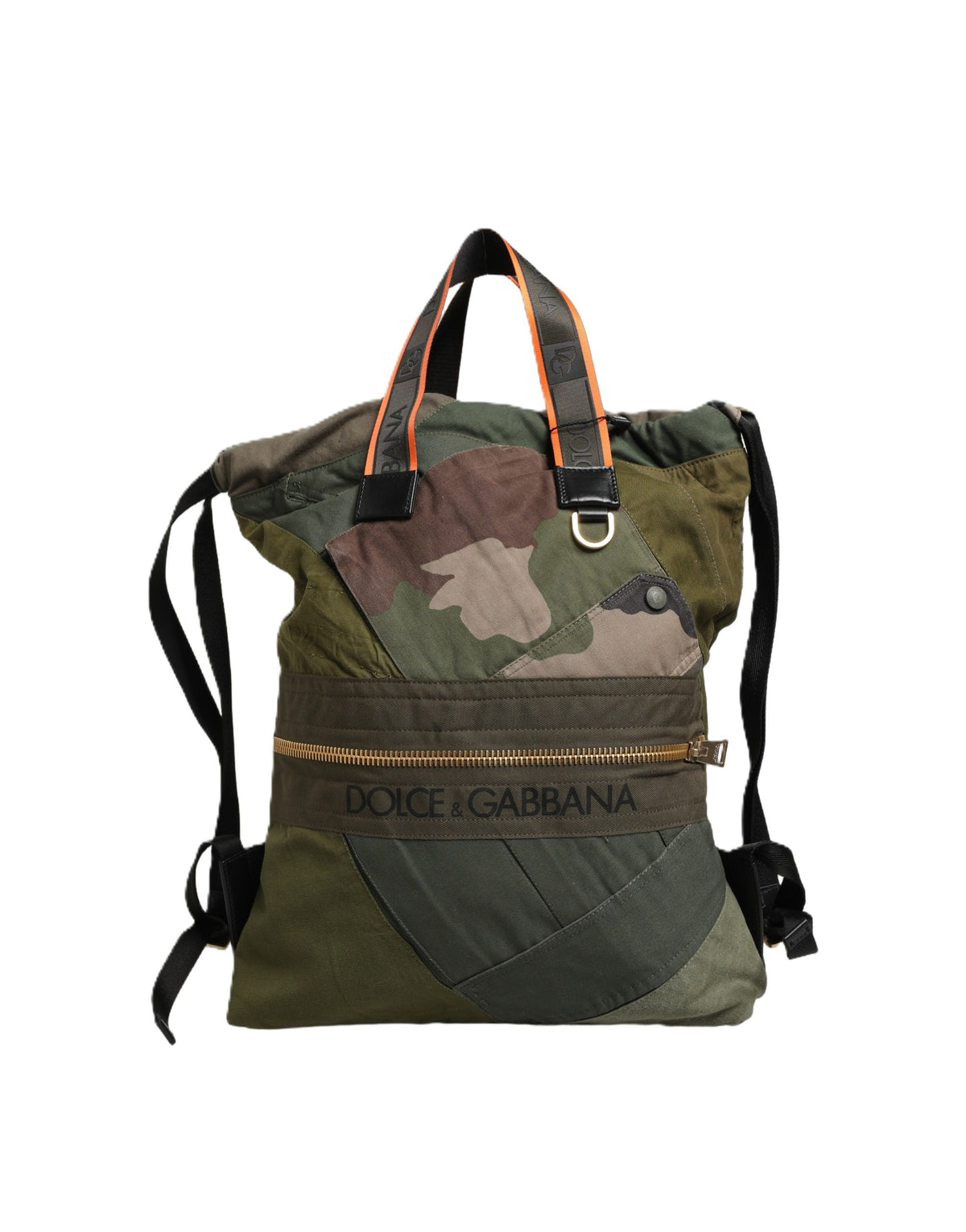 Dolce & Gabbana Military Green Patchwork Backpack