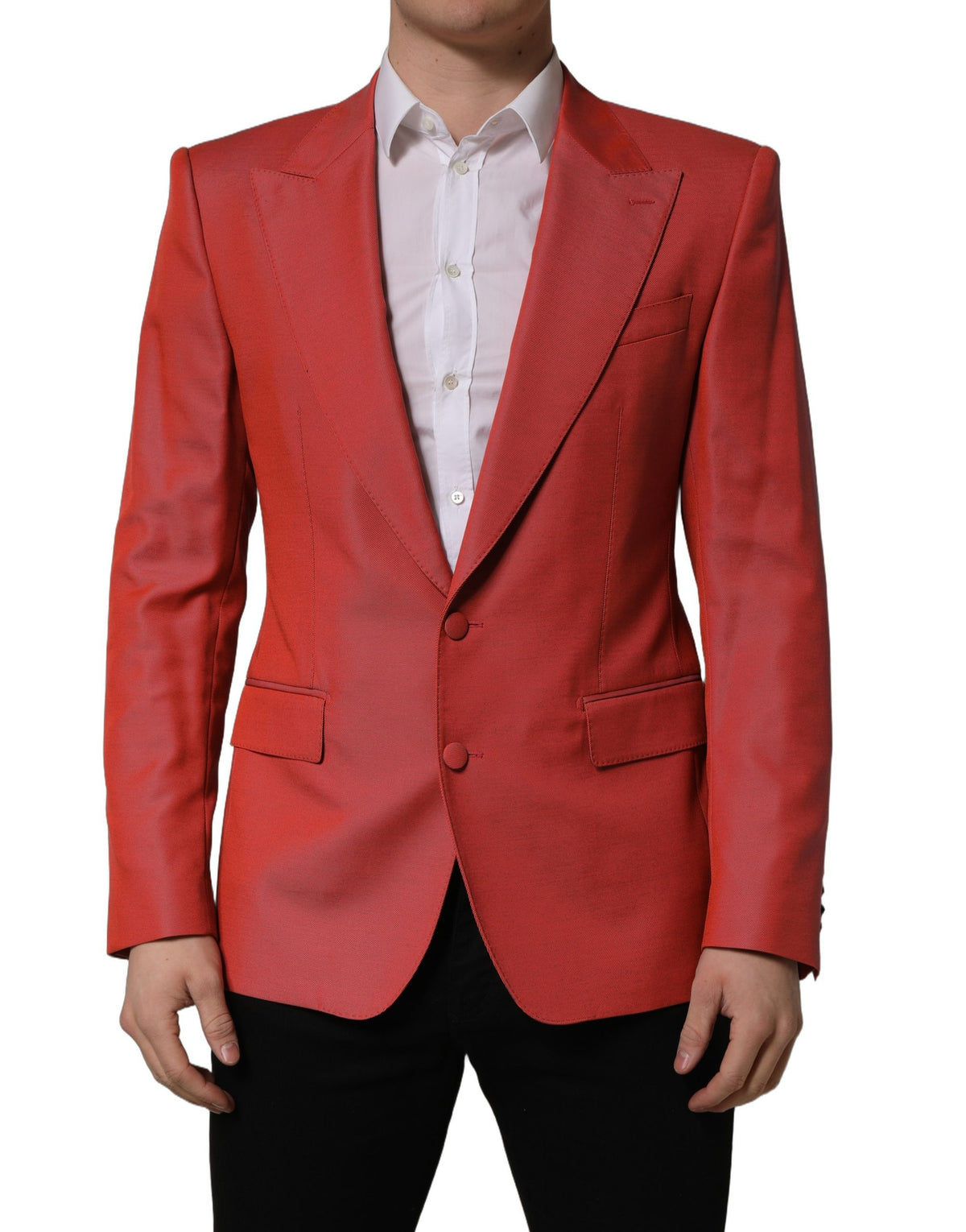 Dolce & Gabbana Red Wool Single-Breasted Blazer