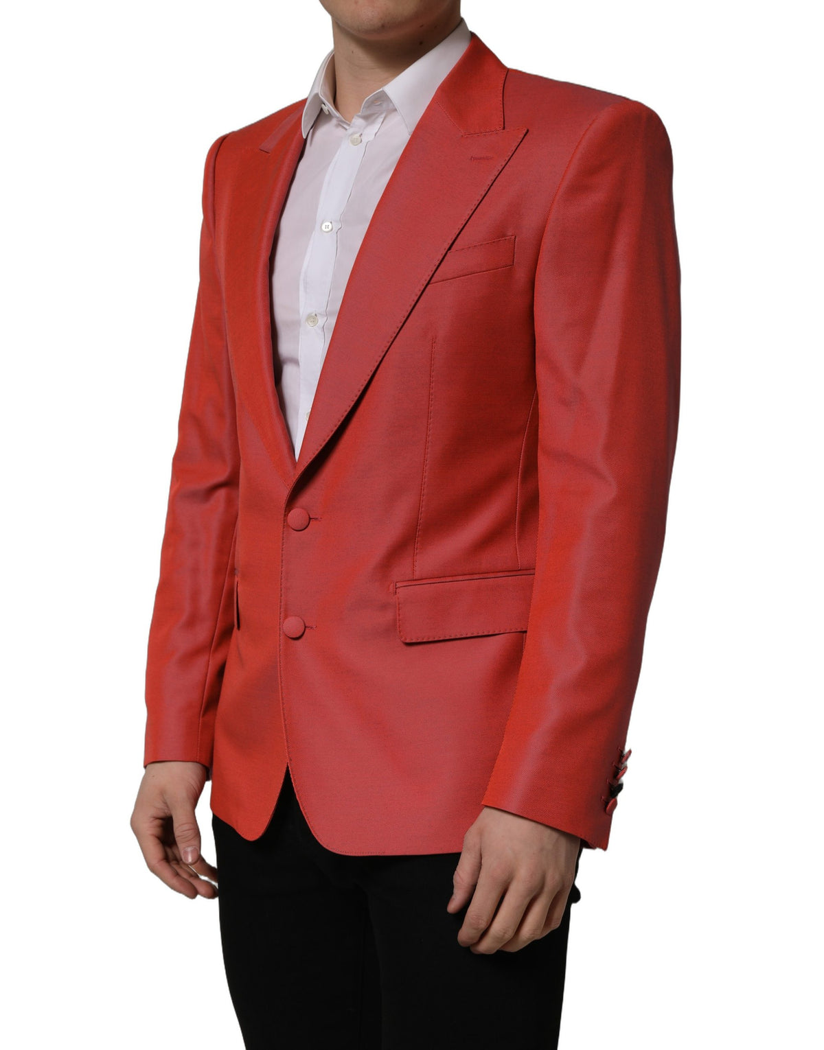 Dolce & Gabbana Red Wool Single-Breasted Blazer