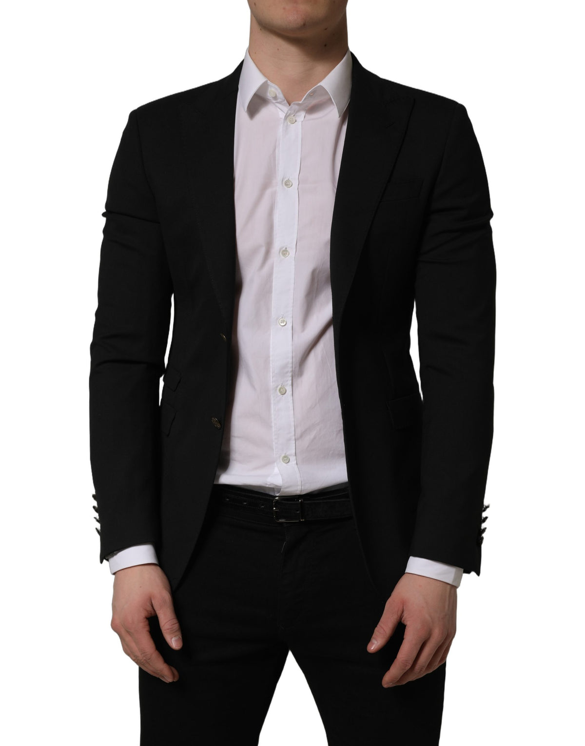 Dolce & Gabbana Black Polyester Single-Breasted Blazer
