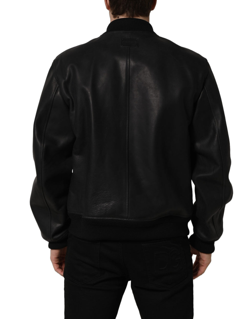 Dolce & Gabbana Black Leather Full-Zip Biker Jacket