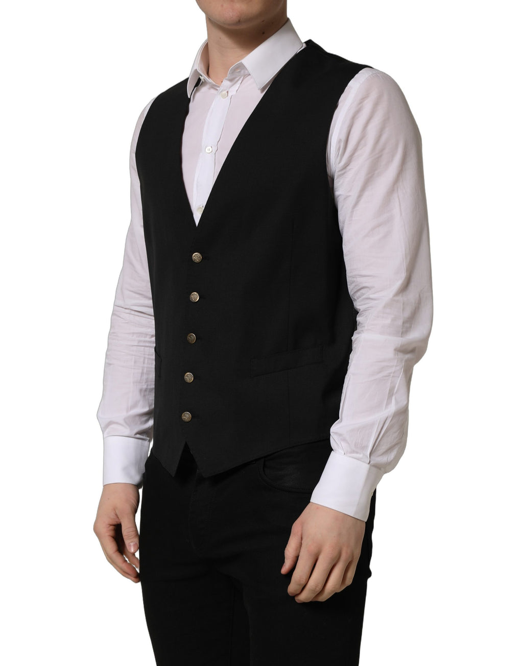 Black Single Breasted Men Waistcoat Vest