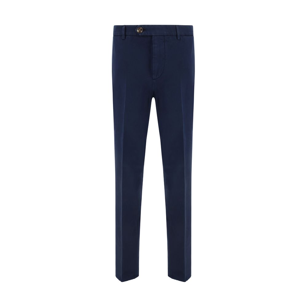 Brunello Cucinelli Blue Cotton Casual Trousers