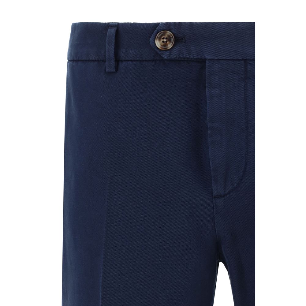 Brunello Cucinelli Blue Cotton Casual Trousers