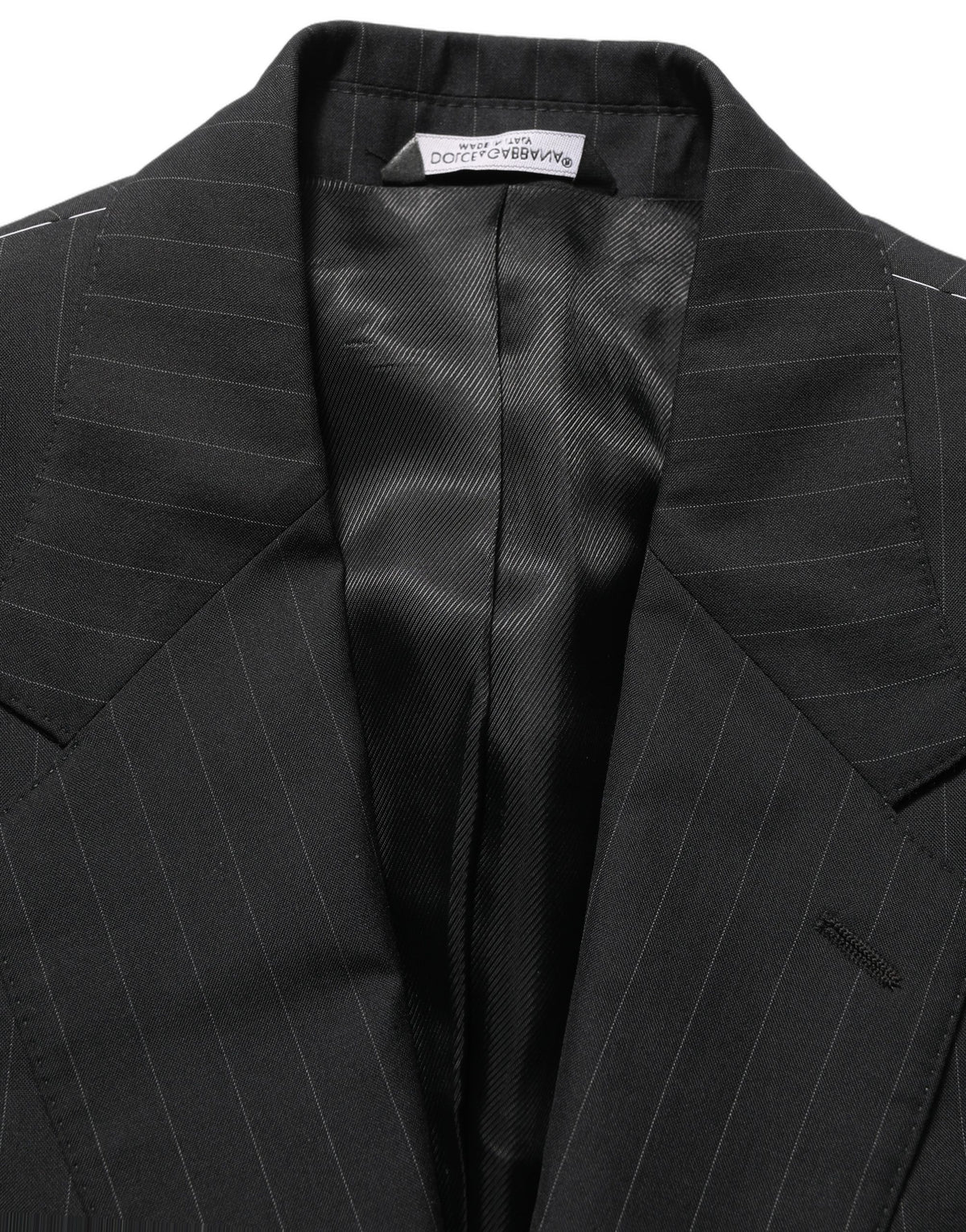 Dolce & Gabbana Dark Grey Stripes Wool Single-Breasted Blazer