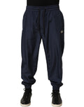 Dark Blue Polyester Jogger Sweatpants Pants