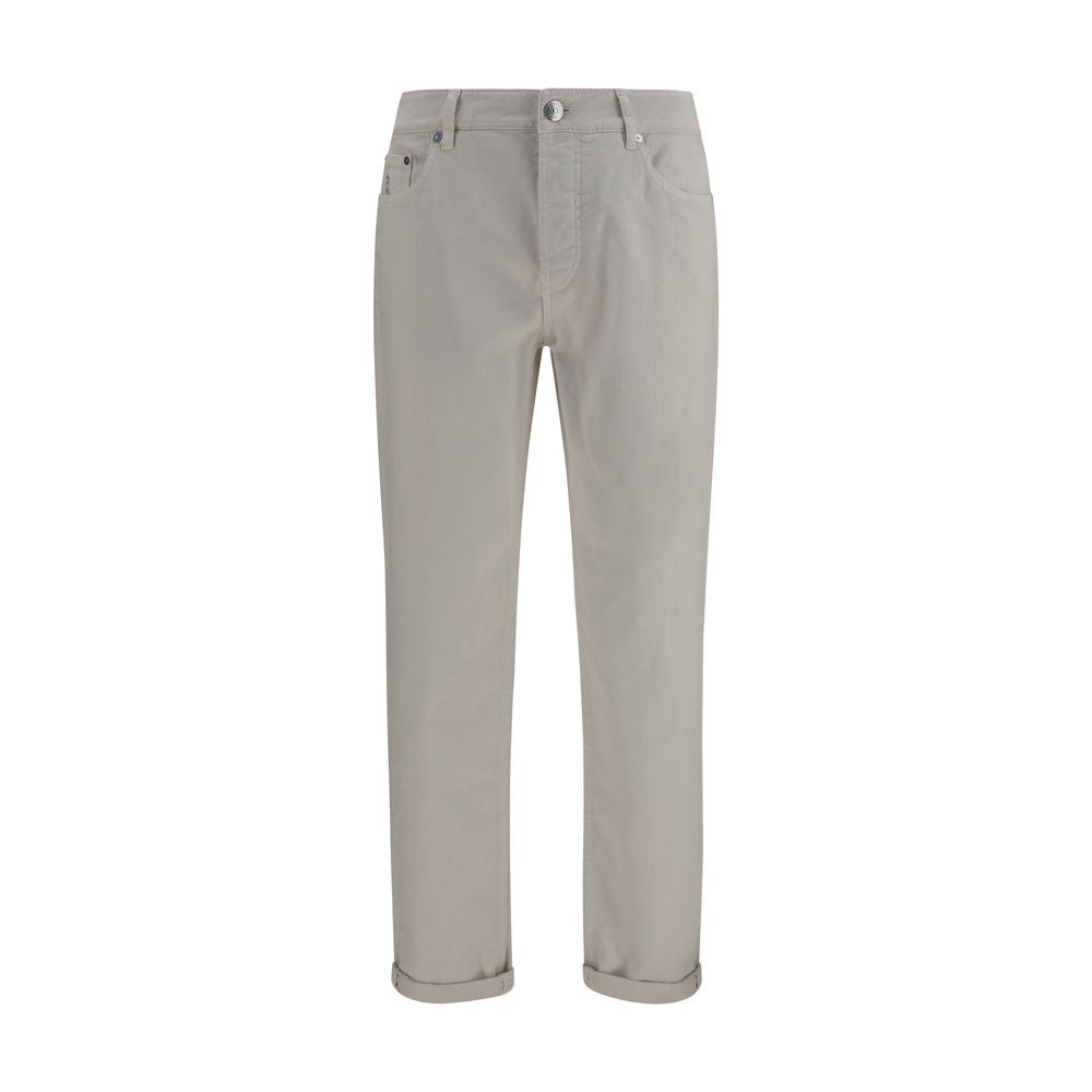 Brunello Cucinelli White Cotton Cropped Jeans